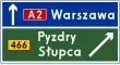 Znak E-2c - drogowskaz tablicowy umieszczany obok jezdni na autostradzie