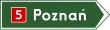 Znak E-3 - drogowskaz w kształcie strzały do miejscowości wskazujący numer drogi